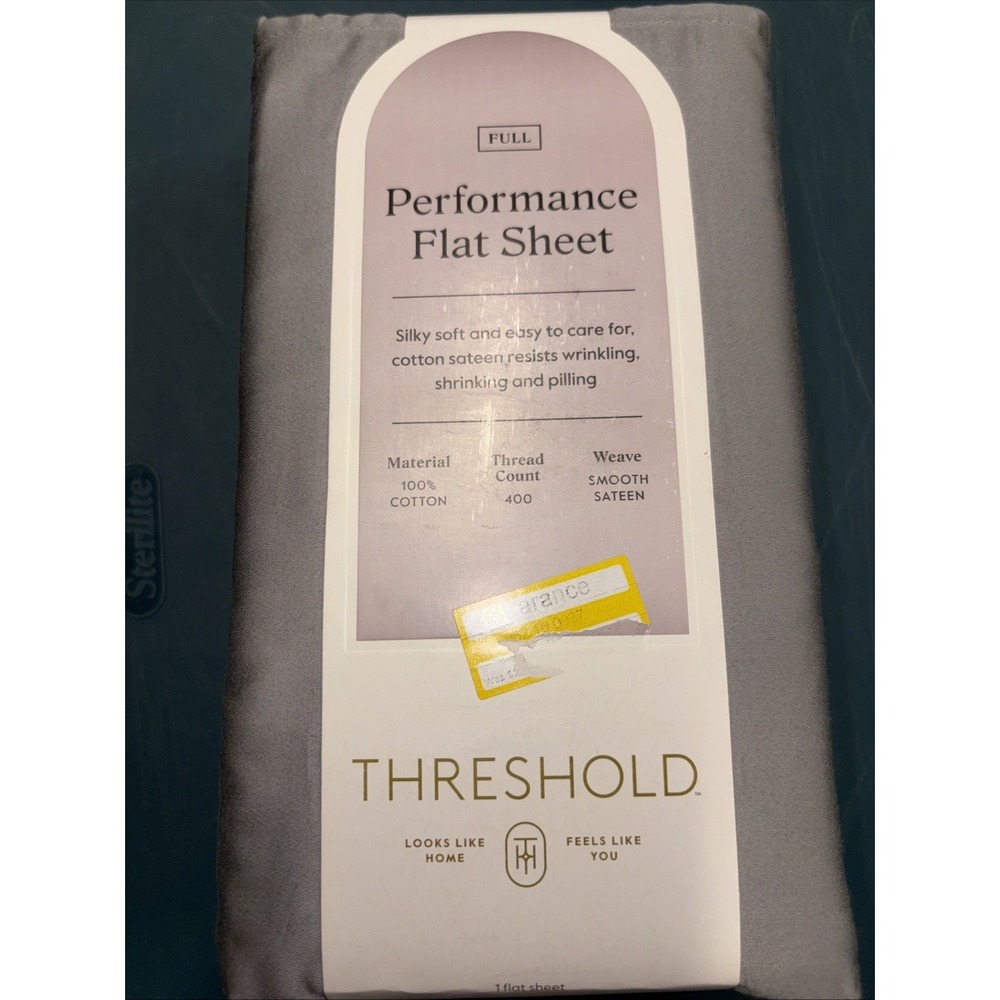 Full 400 Thread Count Performance Flat Sheet Dark Gray‎ - Threshold: Cotton